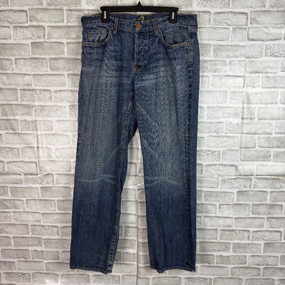 Seven For All Mankind Straight Leg Button Fly Dark Wash Denim Jeans Mens 36 x 34 - Picture 1 of 12